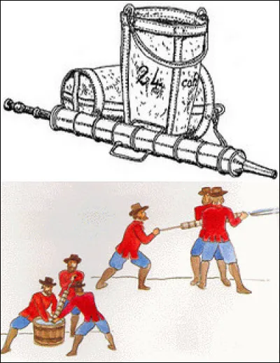 XVIe s. > La lutte contre les incendies pouvait être confiée aux maîtres charpentiers, qui disposaient d'immenses seringues, appelées les [... ?...]