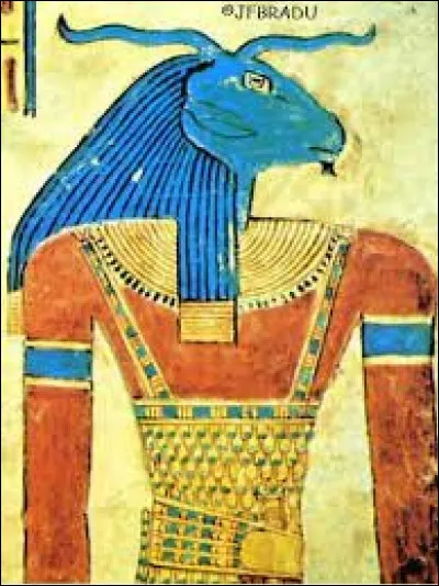 Quel est le nom de ce dieu égyptien représenté sous les traits d'un homme à tête de bélier ?