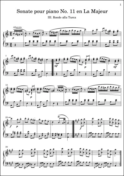 Quel musicien très célèbre est le compositeur de la sonate ''Marche turque'' ?