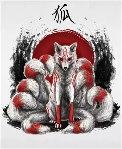 Comment se nomme l'animal du folklore japonais possédant 9 queues, étant immortel et apportant un bon présage à celui qui en croise un et mauvais à celui qui en voit apparaître ?