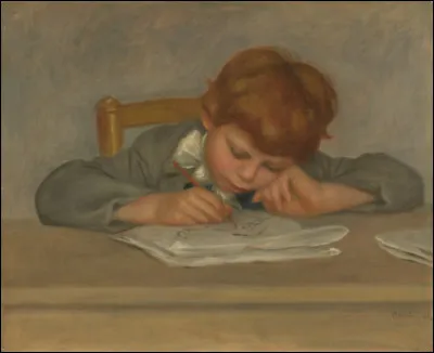 Ce tableau, représentant le petit Jean dessinant et complètement plongé dans son activité studieuse, correspond à une uvre de 1901. Voilà que cela nous permet d'entrer un peu dans l'intimité de la famille.
Son auteur est...