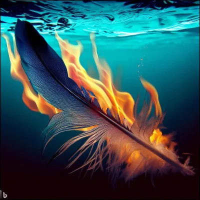 Mais que fait cette plume enflammée dans l'eau ? J'ai compris, elle est sans doute ici pour nous faire penser à