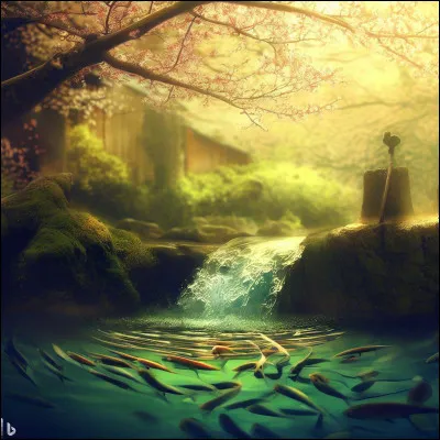 Quel endroit reposant ! J'ai l'impression d'y être rien qu'en regardant l'image. Tiens ! Il y a beaucoup de poissons ! Un nom de chat me vient à l'esprit