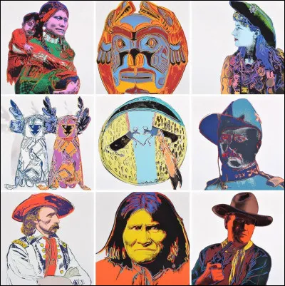 Que raconte la série "Cowboys and Indians" réalisée en 1986 par Andy Warhol ?