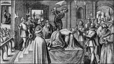 1558 La petite Marie Stuart épouse le dauphin François II. L'année suivante elle devient reine de France après avoir été reine d'Écosse. Deux ans plus tard son époux trop fragile décède et elle rejoint l'Écosse. Elle prend un second mari, un troisième, et enchaîne les amants. Elle est emprisonnée (1567), s'évade (1568) puis retourne en tôle avant de finir le col tranché. Qui ordonna son exécution ?