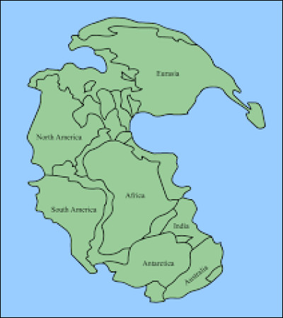 Géographie : Autrefois, le continent unique qui était formé des six continents actuels s'appelait la "Pangée".
