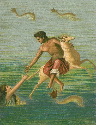 Avant de faire l'objet de quêtes héroïques, la Toison d'or appartenait au bélier Chrysomallos. Ce dernier fut un jour envoyé par Zeus pour sauver Phrixos et Hellé de la main de leur père Athamas. Mais alors qu'ils survolaient la mer, Hellé, prise de vertige, tomba et l'entrée du Pont-Euxin fut nommée d'après elle. Quel autre personnage donna ainsi son nom à une mer ?