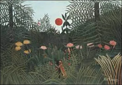 Parmi ces trois naïfs, lequel a exécuté ce tableau nommé ''Forêt vierge au soleil couchant'', en 1909 ?