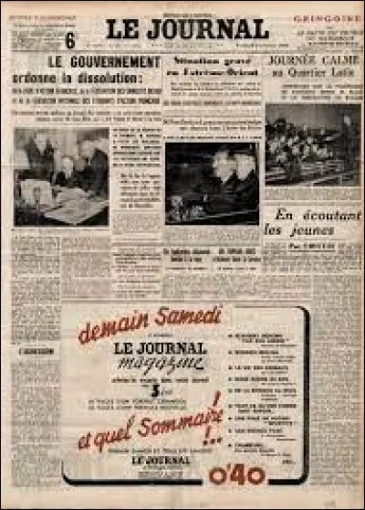 Médias et divertissements : Quel nom d'animal porte l'encadré où doivent figurer, sur chaque exemplaire d'un journal, les noms de l'imprimeur, du directeur de la publication et des principaux rédacteurs, etc. ?