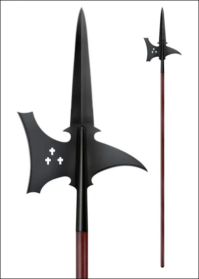 Quelle est cette arme blanche en H, composée d'une hampe, d'une pointe de lance et d'un bec de corbin ?