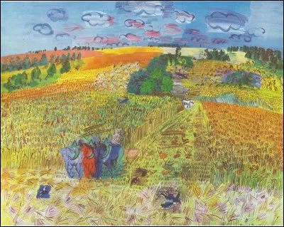Qui est l'auteur de cette toile intitul&eacute;e "Champ de bl&eacute;" ?