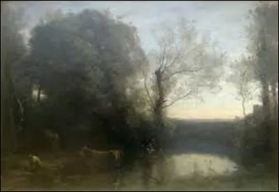 Entre 1865 et 1870, quel peintre de l'école de Barbizon, a peint cette toile intitulée ''Paysage, soleil couchant'' ?
