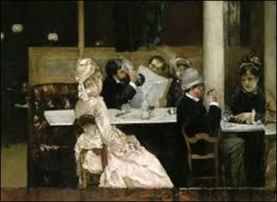 ''Café scène à Paris'', est un tableau réalisé en 1877. Quel portraitiste a immortalisé cette scène ?
