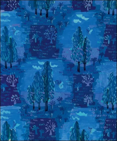 Qui a peint "Paysage aux cyprès et papillons sur fond bleu" ?
