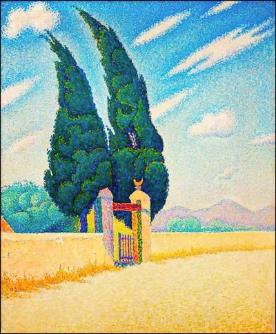 Qui a peint "Deux cyprès, mistral" ?