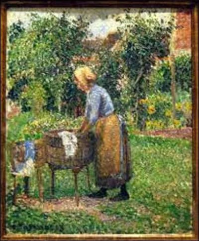 Parmi ces trois impressionnistes, lequel a réalisé, en 1893, ce tableau nommé ''Une lavandière à Éragny'' ?