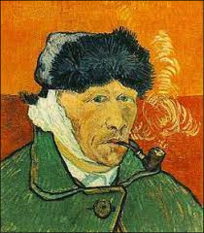 On débute ce quiz en cherchant un postimpressionniste. Lequel de ces trois membres s'est ici caricaturé dans cette toile datant de 1889 intitulée ''Autoportrait à l'oreille bandée'', où il se représente fumant la pipe ?