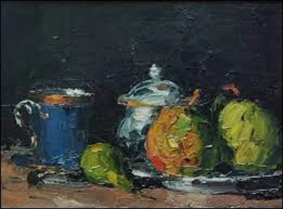 Datant de 1865, ''Sucrier, poires, et tasse bleue'' est une peinture impressionniste. Lequel des trois peintres a réalisé cette toile ?