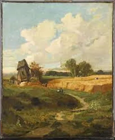 Parmi ces trois membres de l'école de Barbizon, lequel a réalisé ce tableau nommé ''Moulin et champ de blé'' ?