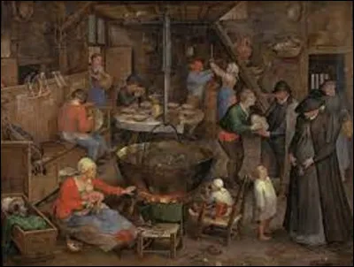 En 1597, quel baroque a peint ce tableau nommé ''Visite à la ferme'' ?