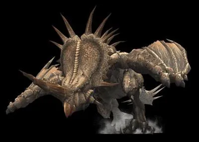 Wyvern  grande corne vivant dans le Dsert, son cris asourdis les chasseurs.