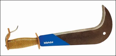 Quel est cet outil à lame épaisse et large avec un tranchant long et courbé qui sert pour couper du bois ?