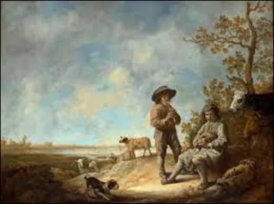Parmi ces trois peintres hollandais, lequel a réalisé ce tableau intitulé ''Bergers jouant de la flûte'', entre 1643 et 1644 ?