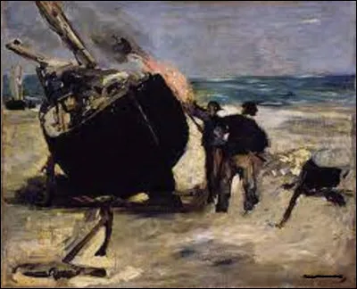 Parmi ces trois impressionnistes, lequel a réalisé ce tableau, en 1873, nommé ''Le Bateau goudronné'' ?