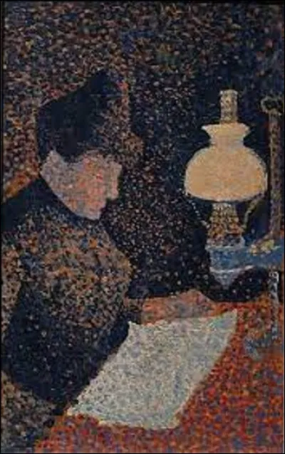 Exécuté en 1890, quel pointilliste a immortalisé cette femme lisant dans son tableau intitulé ''Femme sous la lampe'' ?