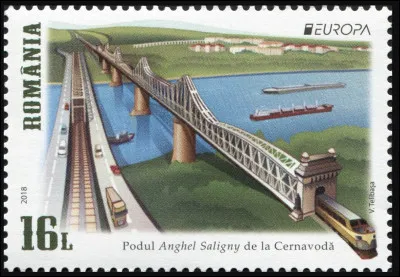 C'est pas pour dire, mais il y a un petit morceau de France sur ce timbre roumain, particulièrement au sujet du pont (construit en 1890-95) situé à droite. Alors ?