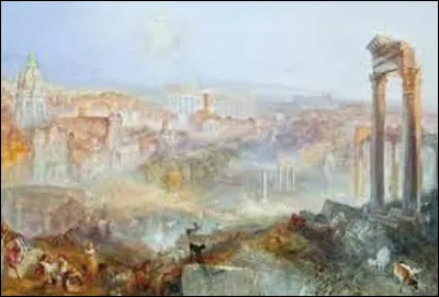 En 1839, quel romantique a peint cette toile intitulée ''Rome Moderne - Campo Vaccino'' ?