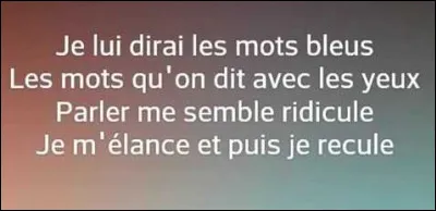 Musique : Dans la chanson "Les mots bleus" de Christophe, quelle heure est-il au clocher de l'église ?