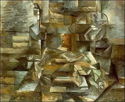 Quel artiste, durant l'automne 1910, a réalisé cette toile nommée ''Bouteilles et Poissons'' ?