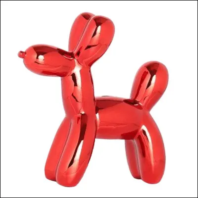 Ce chien en céramique est rouge.