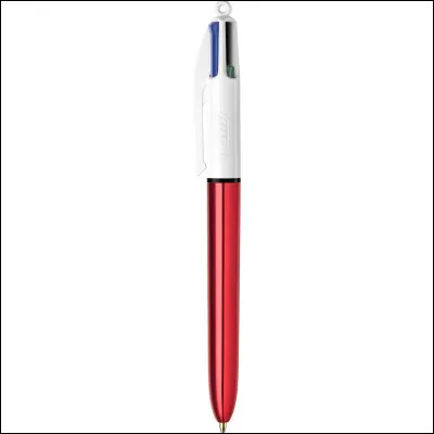 On peut écrire avec la couleur rouge, avec ce stylo.