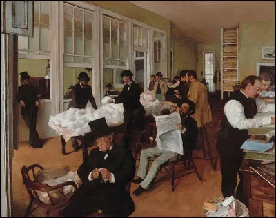 Quel peintre naturaliste est l'auteur de ce tableau intitulé ''Le Bureau de coton à La Nouvelle-Orléans'' ?