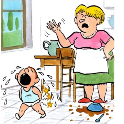 Cet enfant a fait une bêtise ! Vu la position de ses mains, vous vous douterez qu'il s'est pris...