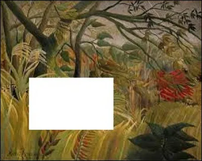 Arts et littérature : Dans le tableau du douanier Rousseau intitulé ''Surpris !'', quel animal est au centre de la toile ?