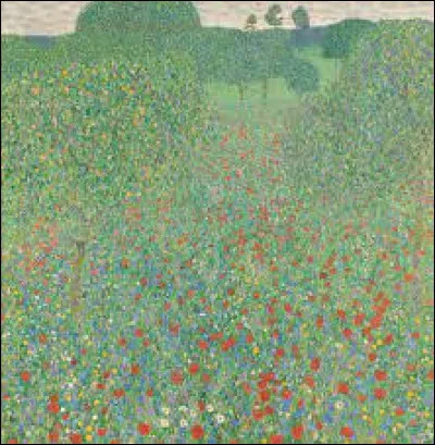 Quel peintre symboliste autrichien est l'auteur de ce tableau intitulé ''Champ de coquelicots'' ?