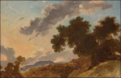 Vers 1765, quel rococo a exécuté cette toile intitulée ''Paysage de montagne au coucher du soleil'' ?