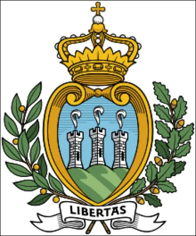 Les armoiries de ce pays repr&eacute;sentent sur fond azur les trois sommets du mont Titano, surplomb&eacute;s de trois tours stylisant les trois ch&acirc;teaux (Guaita, Cesta et Montale). De quel pays s'agit-il ?