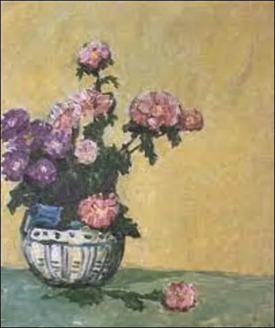En 1909, quel peintre a réalisé ce tableau nommé ''Bouquet de fleurs, roses et violettes dans un vase'' ?