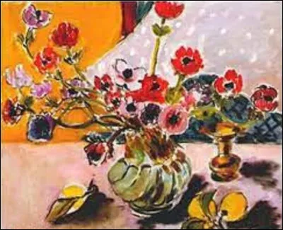 Exécuté en 1922, quel fauviste a réalisé cette toile nommée ''Anémones et vase chinois'' ?