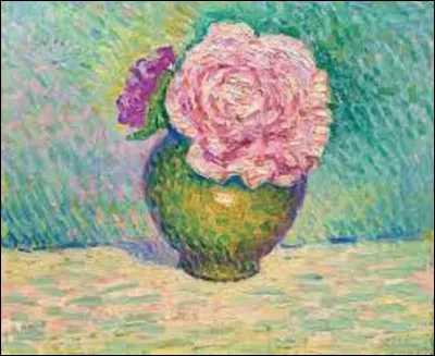 Quel artiste a réalisé, en 1902, cette huile sur toile intitulée ''Fleur rose dans un vase'' ?