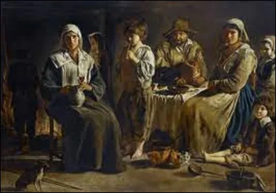 Vers 1642, quel artiste a exécuté ce tableau intitulé ''Famille de paysans dans un intérieur'' ?
