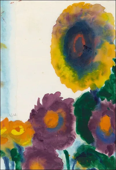 Qui a peint "Asters et tournesols bleus" ?