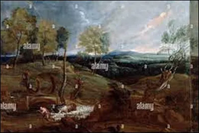 Datant de 1620, ''Paysage au soleil couchant avec un berger et son troupeau'' est une toile baroque. Quel peintre est l'auteur de ce tableau ?