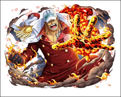 Il est un amiral de la Marine et est connu pour sa cruauté et son dévouement à la justice absolue. Il incarne l'opposition féroce de la Marine à l'égard des pirates. Qui est-il ?