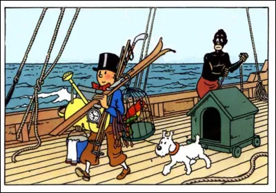 Notre Tartarintintin belge est paré pour faire du ski, jouer au golf, arroser son jardin, etc. Mais une chose ne pourra faire, c'est aller (à) ... [Complétez avec le titre d'une chanson !]