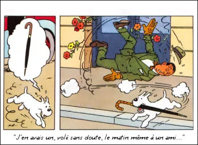 Sans coup férir, Milou nous montre la scène par l'action... Quel est ce titre ?